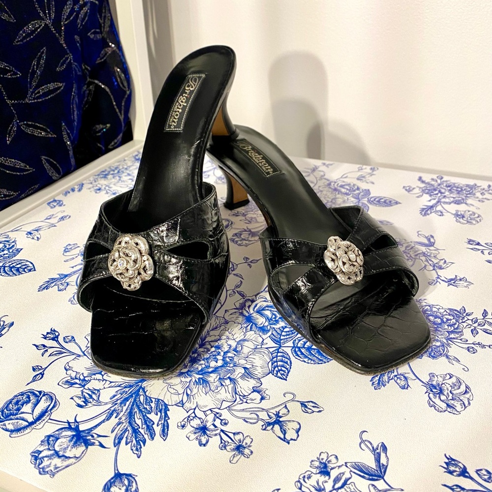 Brighton Tiara Slide Sandal Patent Croc